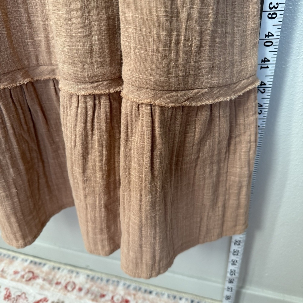Roxy Juniors Women's Palmy Days Midi Sun Dress Long Tiered Praline Solid Brown L - Picture 8 of 10
